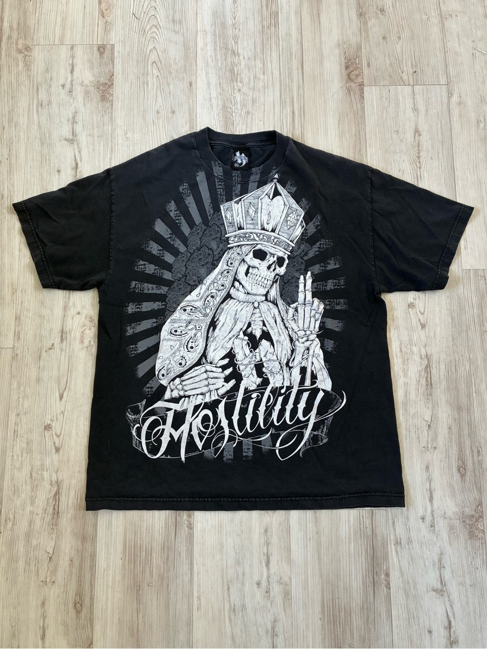Hostility Skeleton Pope Graphic T-Shirt
